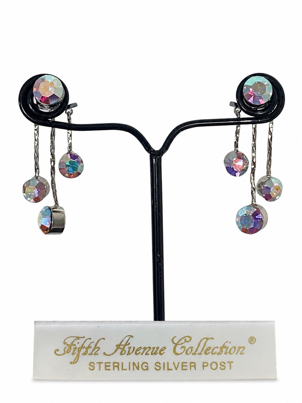 FAC Front & Back AB Triple Dangle Earrings NWT